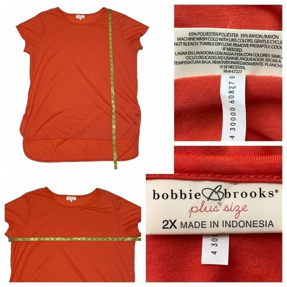 BOBBIE Brooks Red High Low Short Sleeve Blouse - Picture 11 of 11